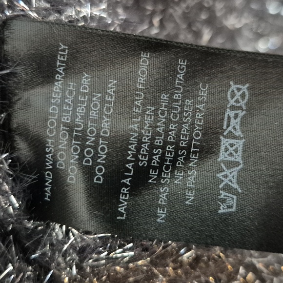 By Anthropologie Eyelash Knit Mini Jumper Sweater Dress Grey metallic Small NWT - Picture 7 of 10